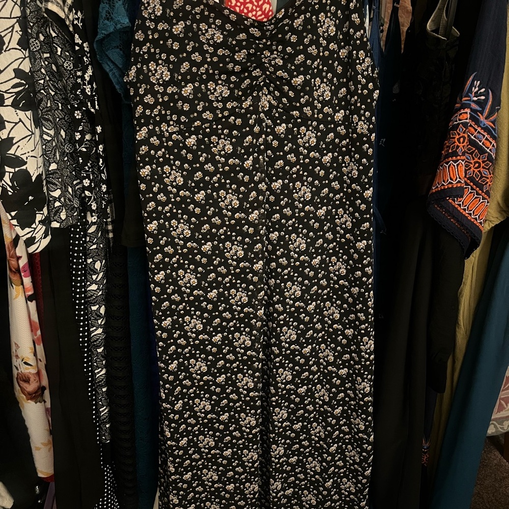 Floral Black and White Dress